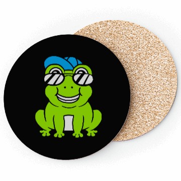 Discover Sunglasses Cap Frog Boy Coasters