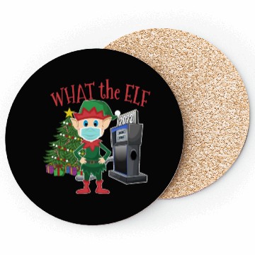 Discover What the Elf - Elf with Mask and Gas Pump Coasters
