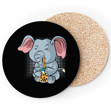 Discover Elephant Bubble Tea Zookeeper Gift Coasters
