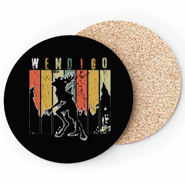 Discover Retro Folk Wendigo Halloween Cryptid Monster Coasters