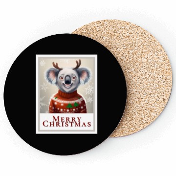 Discover Portrait of a happy koala bear in a Christmas Coasters