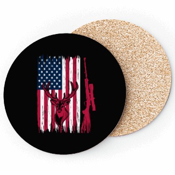 Discover Deer Hunter American Flag Deer Head - Deer Hunting Coasters