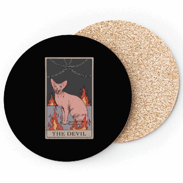 Discover Hairless Cat Devil Tarot Card Design Coasters