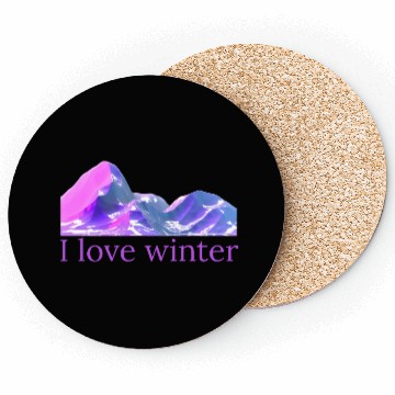 Discover I love winter - mountain-winter in cool colors Coasters