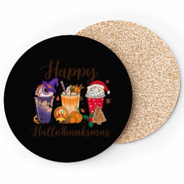 Discover Happy HalloThankMas Coffee Turkey Unique Coasters