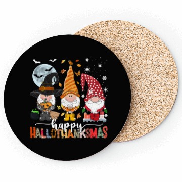 Discover Happy Hallothanksmas Gnomes Lover Halloween Coasters