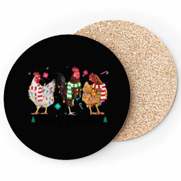 Discover Merry Christmas Funny Chicken With Christmas Light Coasters