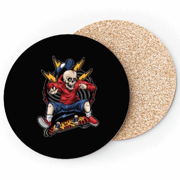Discover Skater Skeleton On Skateboard - Halloween Coasters