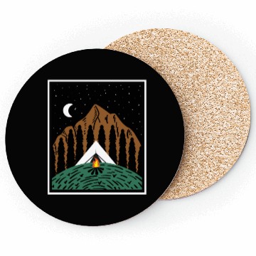 Discover Mountain Night Camper Gift Coasters