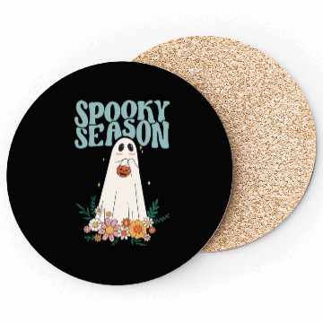 Discover Funny Floral Ghost Halloween Spooky Season Coasters