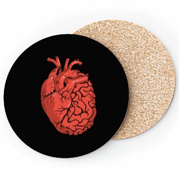 Discover Half Brain Half Heart Organ Anatomy Science Coasters