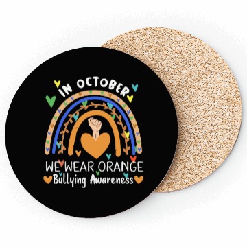 Discover Rainbow in October orange Unity Day bullying Coasters