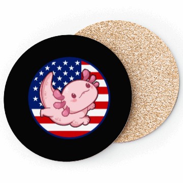 Discover Axolotl American Flag Kawaii Axolotl US Flag Axolo Coasters
