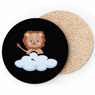 Discover Baby lion flying in the clouds. Coasters