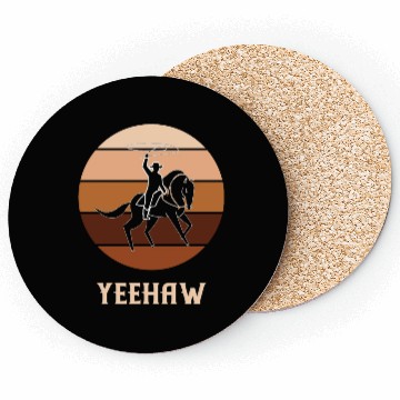 Discover Yeehaw Cowboy Western Desert Cowgirl Horseback Coasters