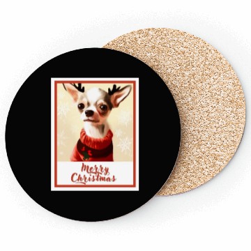 Discover Christmas portrait of a little chihuahua dog. Coasters