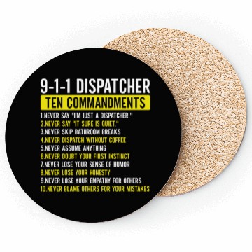 Discover 911 Dispatcher Ten Commandments Gold Line Operator Coasters