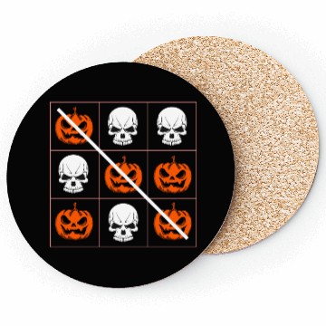 Discover Halloween Three in a Row Game Pumpkin Skulls Coasters