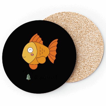 Discover MERY CHRISTMAS fish Coasters Graphic Tops