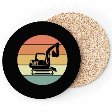 Discover Retro Mini Excavator Apparel Construction Site Coasters
