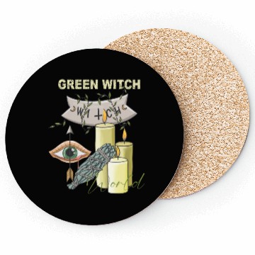 Discover Retro Green Witch World Halloween Coasters