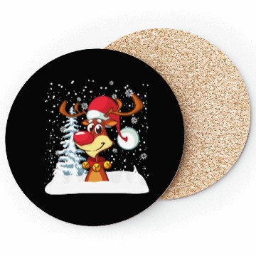 Discover Funny Reindeer Red Nose Santa Snowflake Coasters