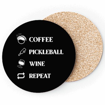 Discover Coffee Pickleball Wine Repeat! Coasters
