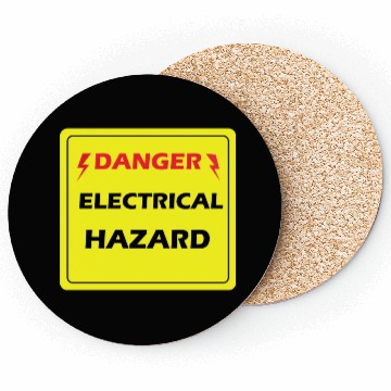 Discover Danger Electrical Hazard Yellow warning Label Coasters