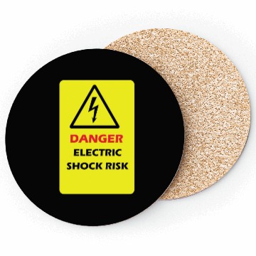 Discover Danger Electrical shock Risk Yellow warning Label Coasters