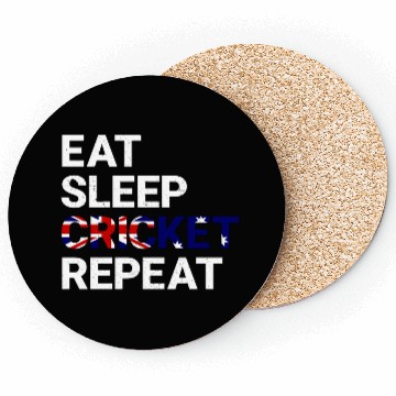 Discover Eat Sleep Cricket Repeat AUS Flag Sports Gift Coasters