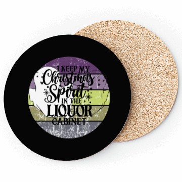 Discover Funny Christmas Spirit Ghosts Sunset Coasters