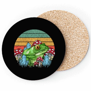 Discover Retro Realistic Toad Frog Mushrooms Coasters