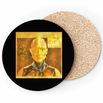 Discover Golden Android Confused and Concerned Abstract Coasters