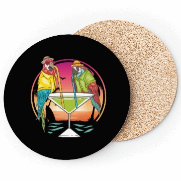 Discover Parrots Drinking Margarita Hawaiian Birds Gift Coasters