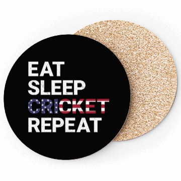 Discover Eat Sleep Cricket Repeat USA Flag Sports Gift Coasters