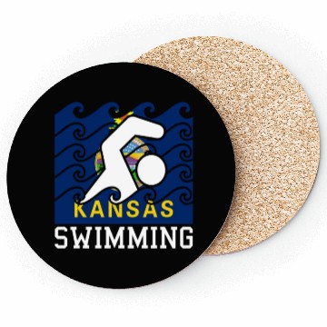 Discover Kansas Flag Swimming Team Swim Swimmer US State Coasters