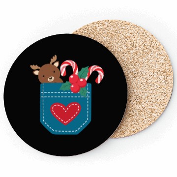 Discover Christmas moose peppermint pocket Coasters