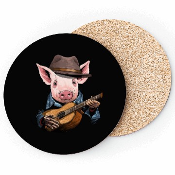 Discover Acoustic Guitar Pig Guitar Player Farm Animal Coasters