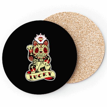 Discover lucky cat Skull Candy Coasters