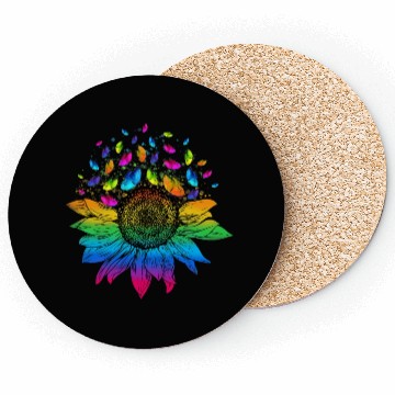 Discover Butterfly Colorful Sunflower LGBT Pride Coasters