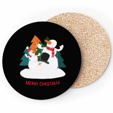 Discover Merry Christmas Snowman Coasters