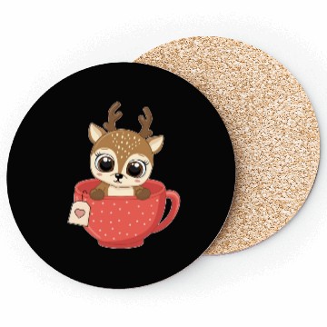 Discover Girls Baby reindeer in cup Christmas kid gifts Coasters