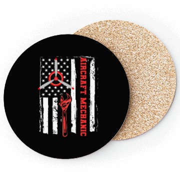 Discover Aircraft Mechanic Us Flag Coasters