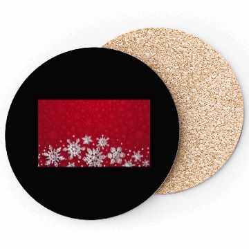 Discover Red Snowflakes Pattern Coasters