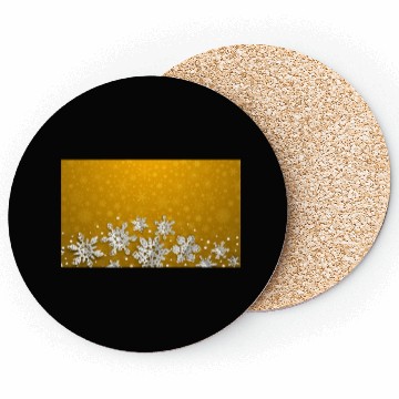 Discover Yellow Snowflakes Pattern Coasters