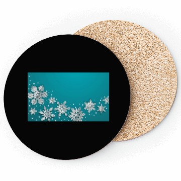 Discover Christmas Snowflakes Teal Winter Coasters