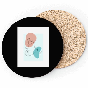 Discover beige minimalist woman line art Coasters