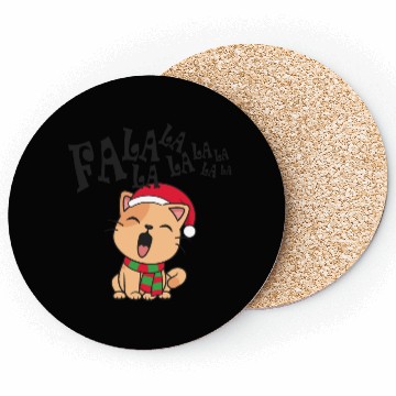 Discover Cute Christmas Cat Singing Fa la la la Song Coasters