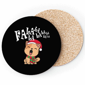 Discover Cute Christmas Cat Singing Fa la la la Song Coasters