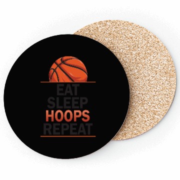 Discover Eat Sleep Hoops Repeat Basketball Coasters